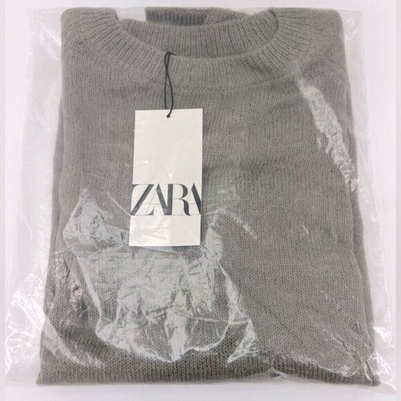 Zara, Women's Round Neck Knit Sweater - Grey. Size: M. NWT - Picture 2 of 11